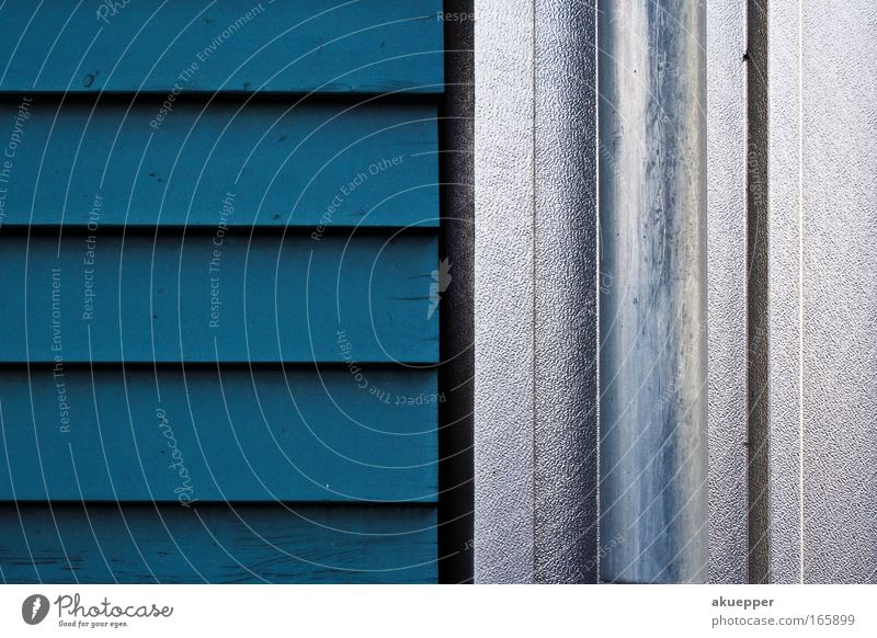 wood vs. metal Detail Abstract Structures and shapes Neutral Background House (Residential Structure) Wall (barrier) Wall (building) Wood Metal Blue Silver