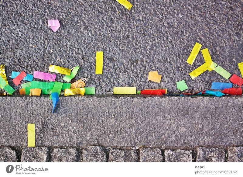 when all is said and done Lifestyle Leisure and hobbies Multicoloured Joy End Party Colour Street Curbside Trash Remainder Confetti Tinsel after Sadness