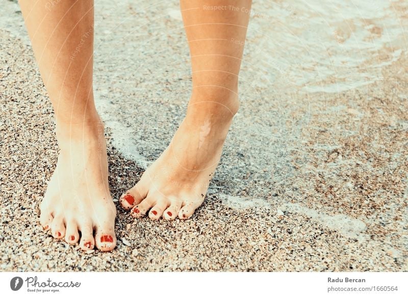 Girl With Hydrophobia (Fears Of Water) On The Beach Lifestyle Beautiful Pedicure Healthy Health care Wellness Swimming & Bathing Summer Summer vacation