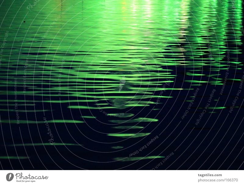 GREEN NOW, NO?! Water Green Reflection Light Mirror Waves Pond Lake Visual spectacle waterlights Black Exterior shot Copy Space Text space everywhere