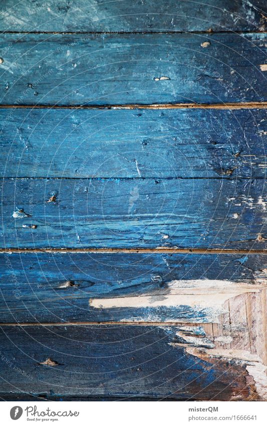 Blue plank I Art Work of art Esthetic Wood Wooden board Wooden table Wooden floor Board Woody Chopping board Old fashioned Style Plank Colour photo