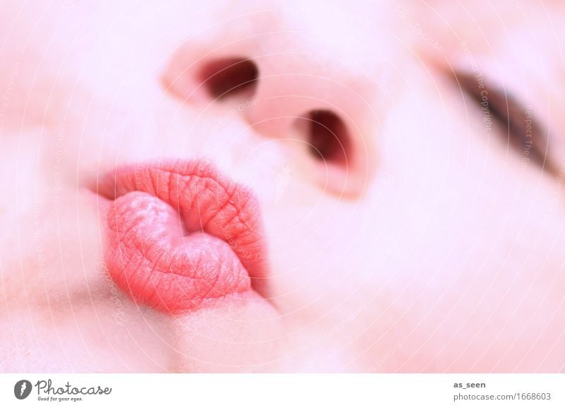 kiss Happy Beautiful Personal hygiene Cosmetics Lipstick Life Valentine's Day Wedding Feminine Woman Adults Mouth 1 Human being Kissing Bright Near Positive