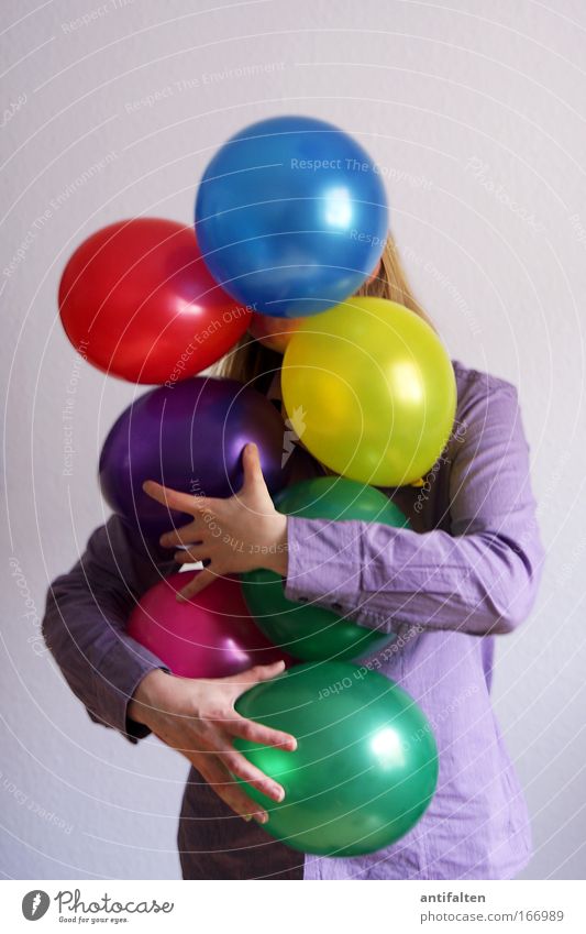 balloonist Human being Feminine Woman Adults 1 Party Clothing Shirt Blonde Long-haired Balloon Feasts & Celebrations Playing Stand Carrying Embrace Exceptional