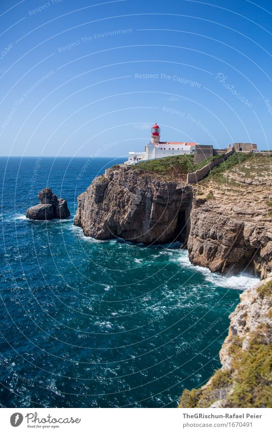 lighthouse Environment Nature Landscape Sky Blue Brown Green Black Turquoise White Lighthouse Ocean Waves Cliff Grass Horizon Rock White crest Rescue