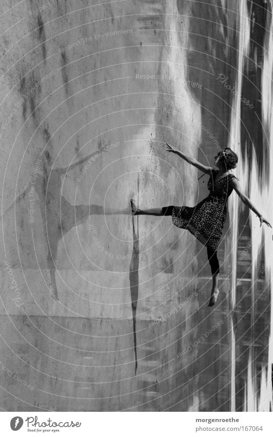 Ballet par excellence Crown Black & white photo Woman Water Reflection Dance Movement Dress Human being Loneliness