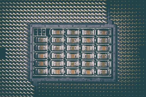 CPU Socket On Computer Motherboard Hardware Technology Advancement Future High-tech Performance cpu mainboard Circuit board Digital Macro (Extreme close-up)