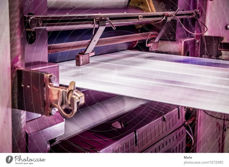 Web offset I Printer Machinery Printing machine Technology Metal Illuminate Dark Cliche Violet Pink Power Diligent Performance Colour photo Copy Space top