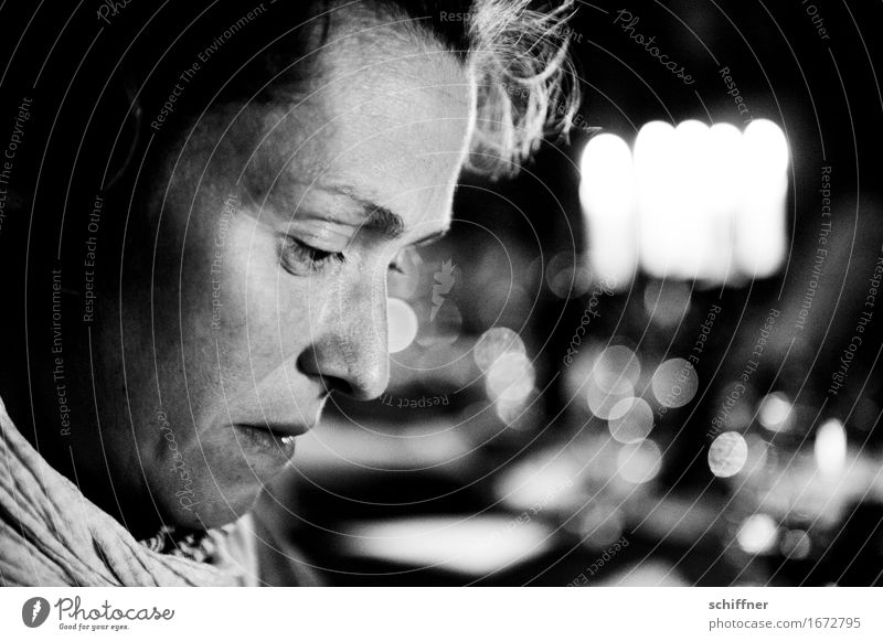 AST 9 | All night long II Human being Feminine Woman Adults Head Face 1 30 - 45 years Looking Meditative Think Sadness Portrait photograph Thought Light