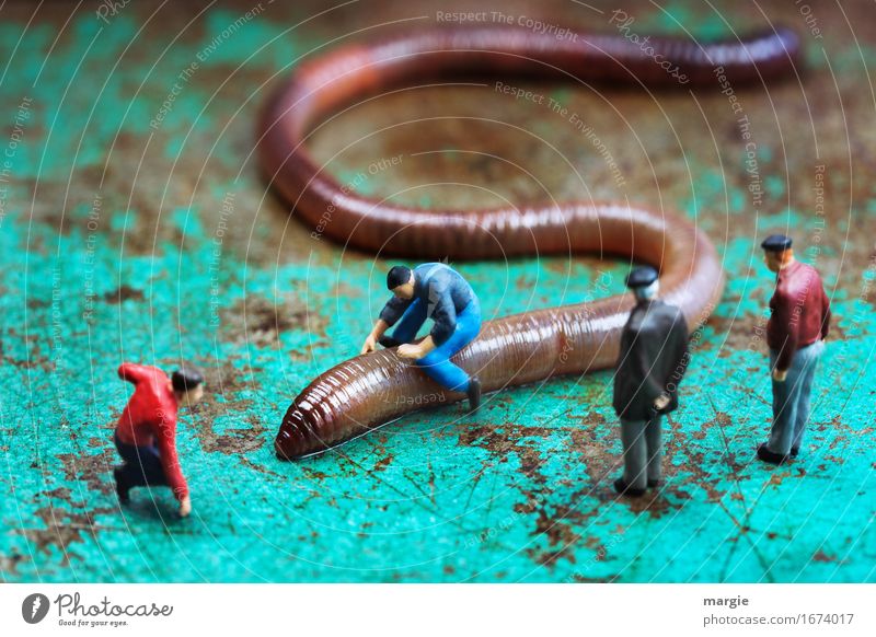 Miniwelten - Worm Rider 500 Masculine Man Adults 4 Human being Animal Wild animal Brown Turquoise Audience Earthworm Practice Landscape format Miniature Figure