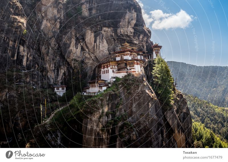 The Taktshang-Lhakhang Monastery (Tiger Nest) in Bhutan Vacation & Travel Mountain Asia Tourist Attraction Landmark Paro Taktsang Esthetic Exceptional Blue