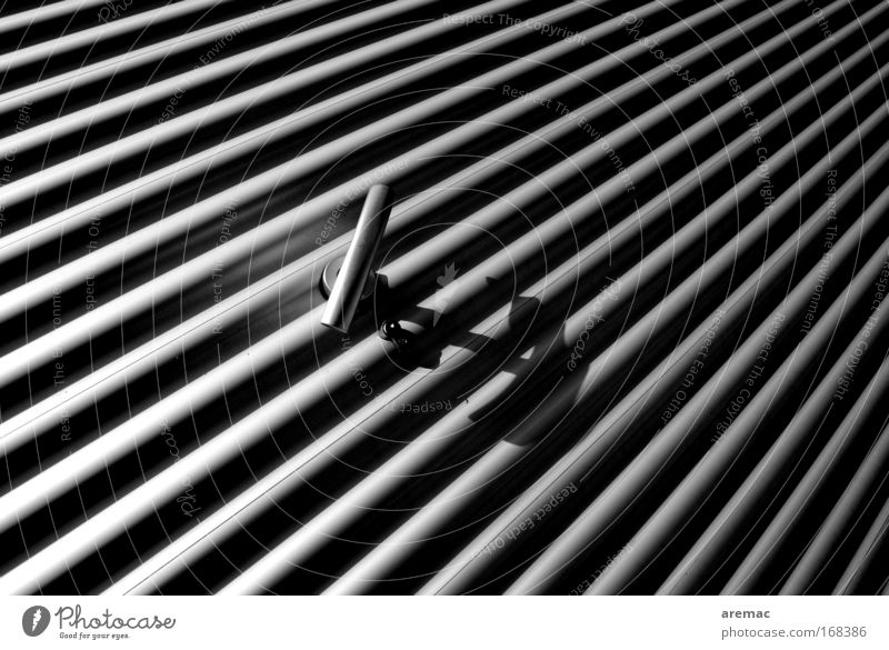 Sesame Open Black & white photo Exterior shot Close-up Abstract Pattern Structures and shapes Deserted Day Shadow Contrast Building Metal Steel Lock Gray Silver