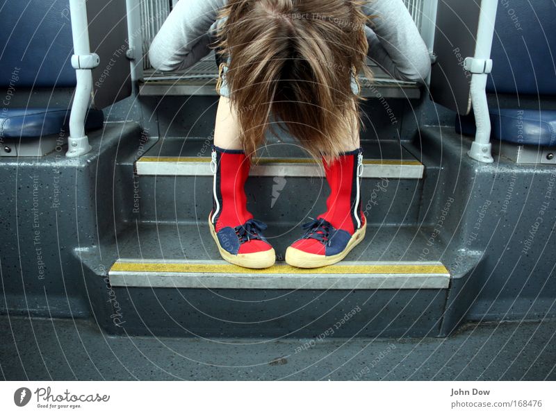 These Boots Are Made For Walking Copy Space bottom Central perspective Looking away Young woman Youth (Young adults) Head Hair and hairstyles Train travel