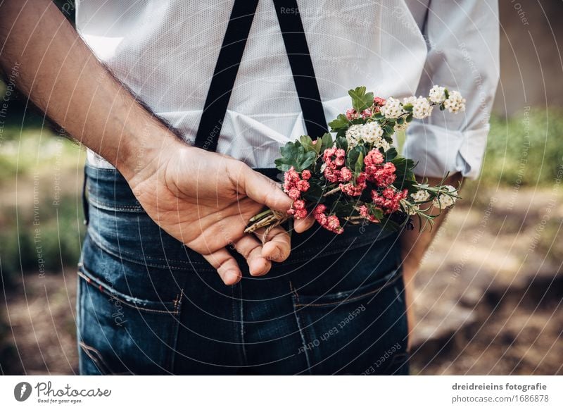 Flowers for love. Style Valentine's Day Wedding Shirt Jeans Suspenders Fragrance Friendliness Together Happy Uniqueness Retro Contentment