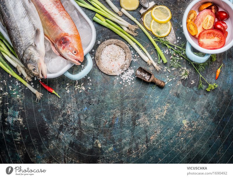 Fish dish Preparation Food Vegetable Herbs and spices Cooking oil Nutrition Lunch Organic produce Vegetarian diet Diet Slow food Crockery Style Design