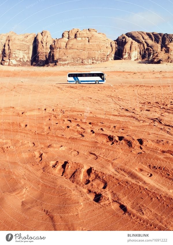 Bus in Wadi Rum Lifestyle Vacation & Travel Tourism Trip Adventure Freedom Expedition Sun Nature Landscape Earth Sky Drought Rock Mountain Canyon Desert Jordan