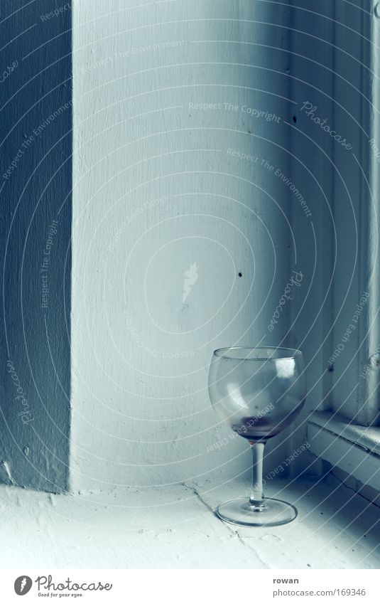 Empty Colour photo Subdued colour Interior shot Copy Space middle Neutral Background Wine Glass Wine glass To dry up Calm Cleanliness Sadness Lovesickness