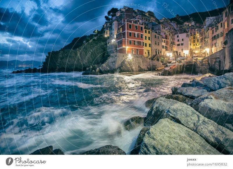 We'll meet again. Sky Clouds Beautiful weather Rock Coast Riomaggiore Italy Fishing village Old town House (Residential Structure) Facade Tourist Attraction
