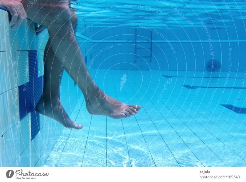 rest at the pool edge Colour photo Subdued colour Underwater photo Pattern Structures and shapes Copy Space right Swimming & Bathing Summer Aquatics