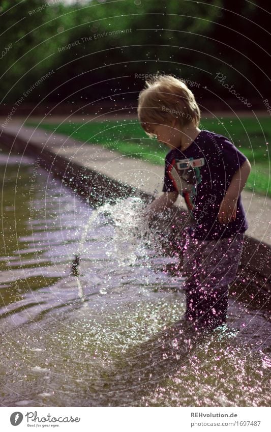 600 | Water fun Human being Masculine Child Toddler Boy (child) 1 1 - 3 years Environment Nature Beautiful weather Grass Park Meadow Playing Happy Small Wet