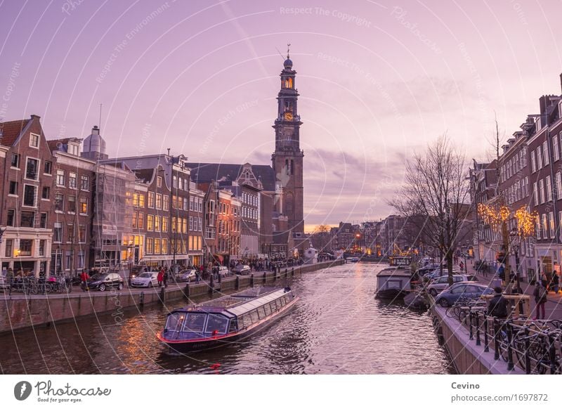 Amsterdam VIII Winter River Netherlands Europe Town Capital city Downtown Church Dome Manmade structures Building Transport Traffic infrastructure