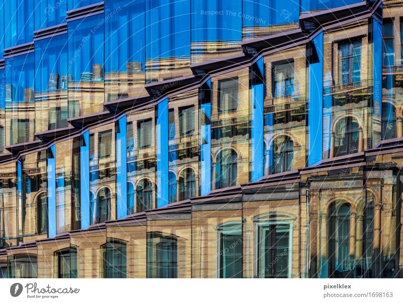 mirroring Town House (Residential Structure) Bank building Manmade structures Building Architecture Facade Window Glass Old Modern New Business Design Success