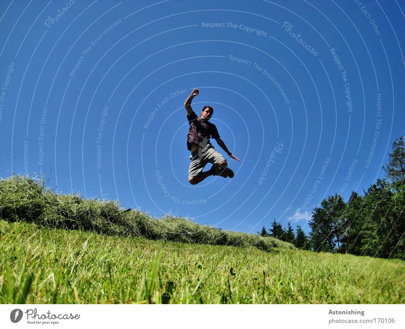 hurdle jump Colour photo Exterior shot Copy Space left Copy Space right Day Shadow Contrast Human being Masculine Young man Youth (Young adults) 1 18 - 30 years