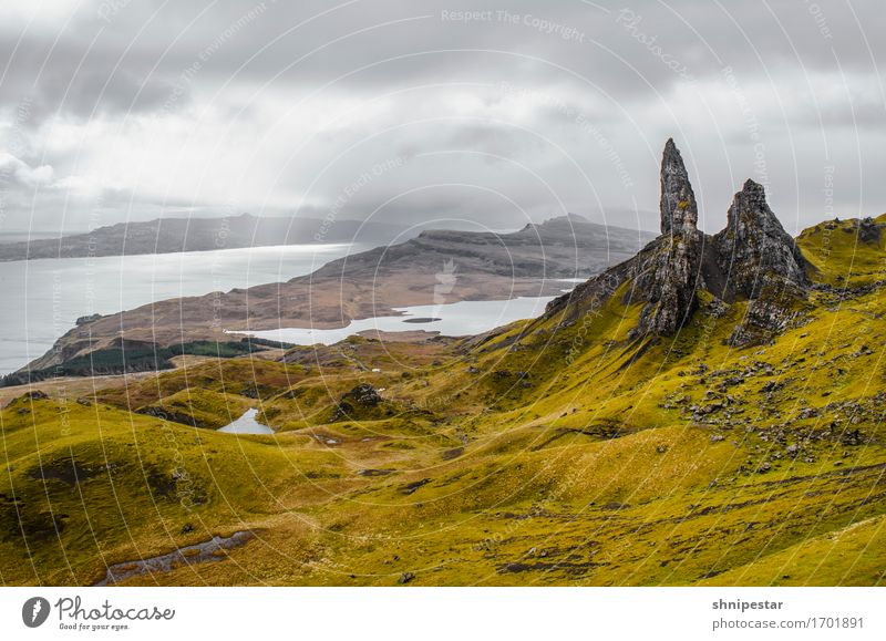 The Storr. Healthy Vacation & Travel Tourism Trip Adventure Expedition Mountain Hiking Nature Landscape Plant Earth Clouds Spring Climate change Weather Gale