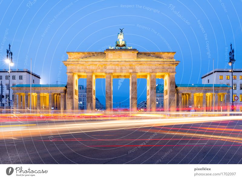Brandenburg Gate at night Vacation & Travel Tourism Freedom Sightseeing City trip Night life Going out Feasts & Celebrations Berlin Germany Town Capital city