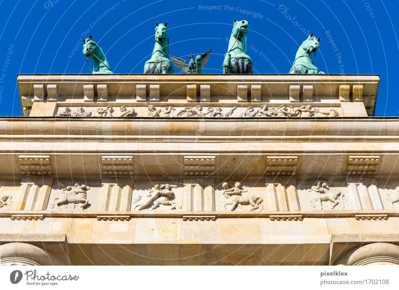 Quadriga at the Brandenburg Gate Berlin Germany Town Capital city Downtown Manmade structures Building Architecture Roof Tourist Attraction Landmark Monument