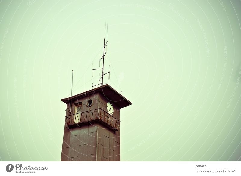 watchtower Colour photo Deserted Copy Space right Copy Space top Day Tower Observatory Manmade structures Building Architecture Balcony Antenna Observe Retro