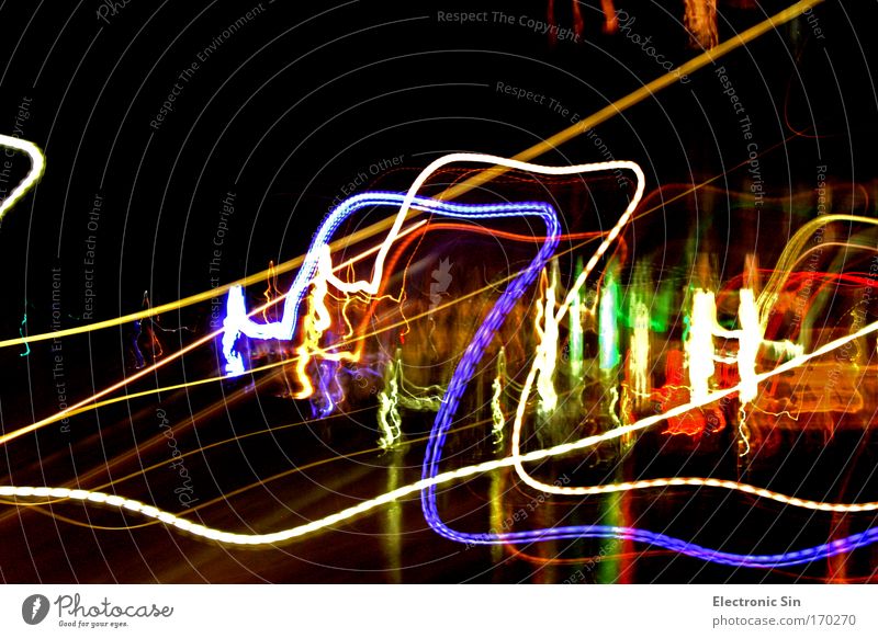 light worlds Colour photo Exterior shot Experimental Abstract Copy Space top Night Contrast Light (Natural Phenomenon) Long exposure Blur Night life Line