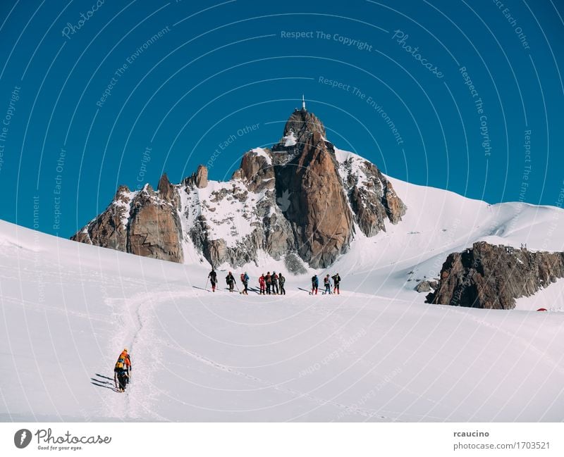 Aiguille du Midi peak; Mont Blanc massif, Chamonix, France Vacation & Travel Tourism Adventure Expedition Winter Snow Mountain Hiking Sports Climbing