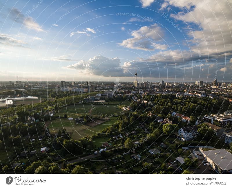 80m above sea level Nature Landscape Beautiful weather Duesseldorf Town Outskirts Skyline Far-off places City drone drone picture multicopter Colour photo