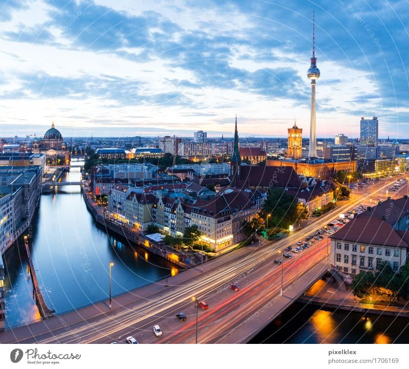 skyline Vacation & Travel Tourism City trip Night life River Spree Berlin Germany Town Capital city Downtown House (Residential Structure) High-rise