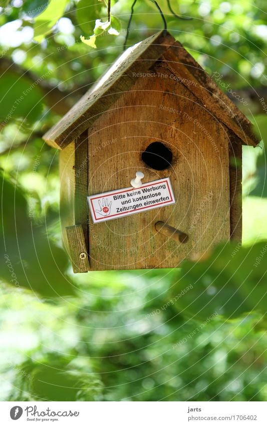 STOP Tree Leaf House (Residential Structure) Hut Mailbox Signage Warning sign Advertising no advertising Birdhouse Colour photo Multicoloured Exterior shot