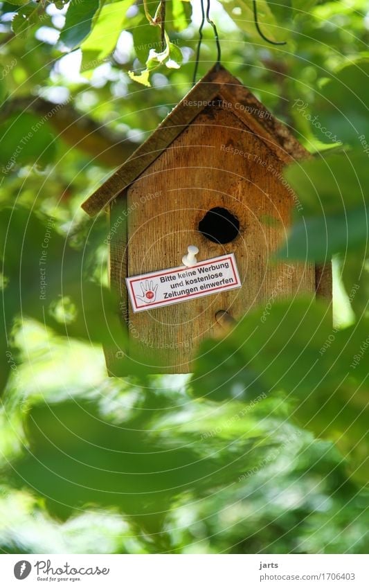 not here Plant Tree Leaf House (Residential Structure) Hut Advertising Living or residing Prohibition sign Birdhouse no advertising Mailbox