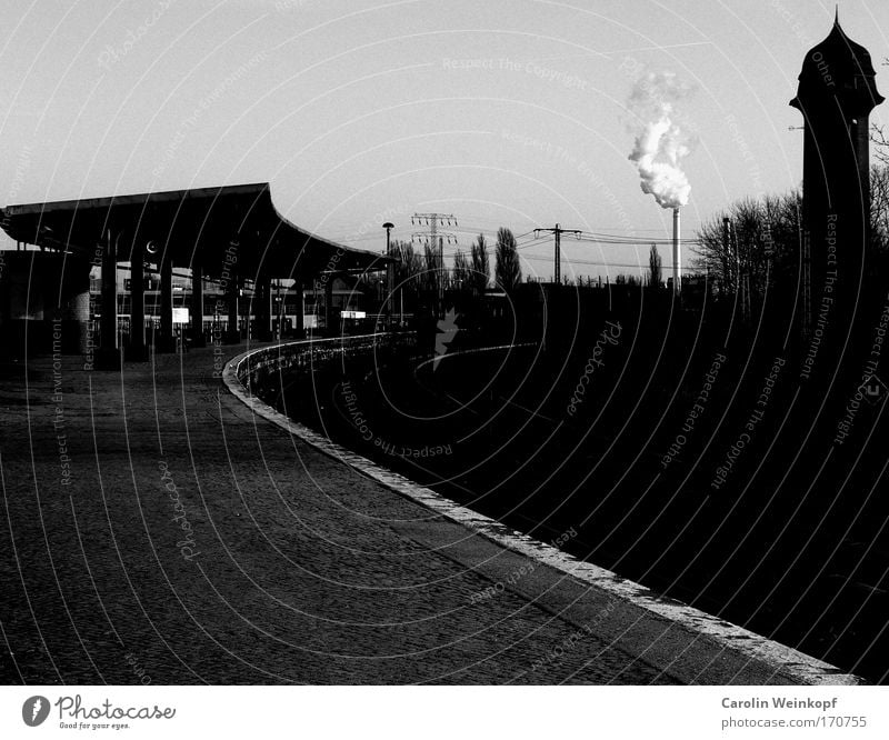 End of the line longing. Black & white photo Exterior shot Deserted Copy Space left Copy Space top Copy Space bottom Day Shadow Contrast Silhouette