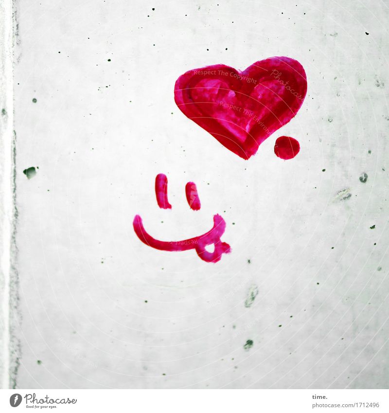 Fluffy in the mind. Art Painting and drawing (object) Wall (barrier) Wall (building) Concrete Sign Graffiti Heart Line Smiley Icon Happiness Astute Funny Red