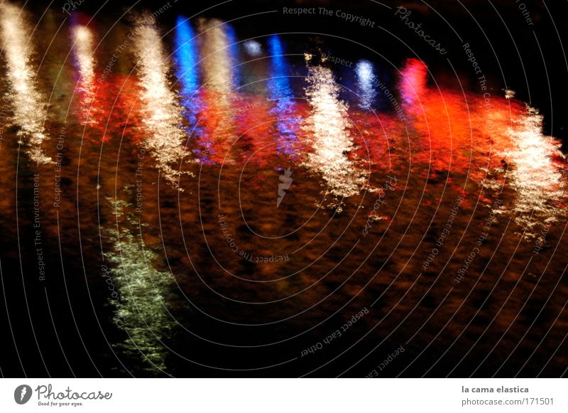 Colour photo Exterior shot Experimental Abstract Deserted Copy Space right Copy Space bottom Night Long exposure Motion blur Water River Think Exotic Fantastic