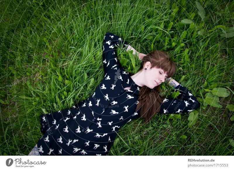 Carina in the meadow. Human being Feminine Young woman Youth (Young adults) Woman Adults 1 18 - 30 years Environment Nature Landscape Summer Grass Meadow