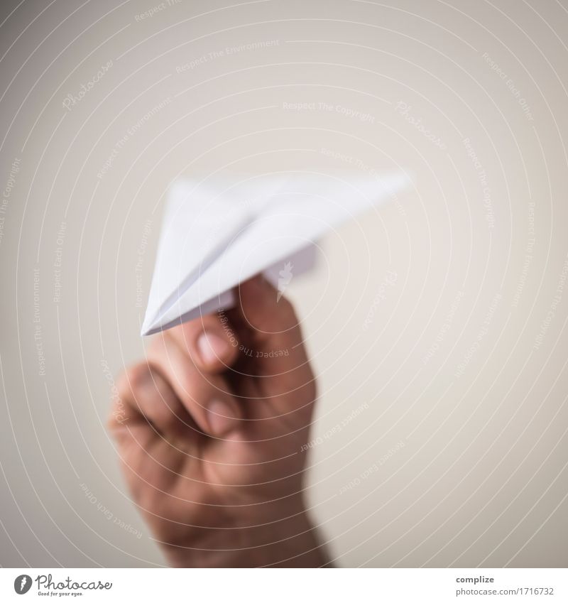 paper airplane Joy Healthy Vacation & Travel Tourism Trip Summer vacation Sun Office work Workplace Hand Fingers Horizon Aviation Airplane Aircraft Pilot