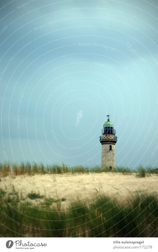 cools down. Colour photo Deserted Copy Space top Nature Coast Baltic Sea Warnemünde Germany Lighthouse Calm Day