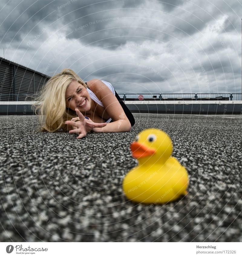 duck hunting Colour photo Exterior shot Experimental Abstract Copy Space right Worm's-eye view Long shot Forward Joy Dive Feminine Air Water Bad weather