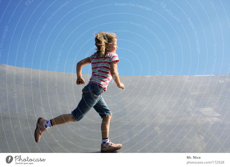 run around Exterior shot Fitness Sports Training Halfpipe Girl Arm Legs Walking Playing Joy Happy Happiness Contentment Joie de vivre (Vitality) Spring fever