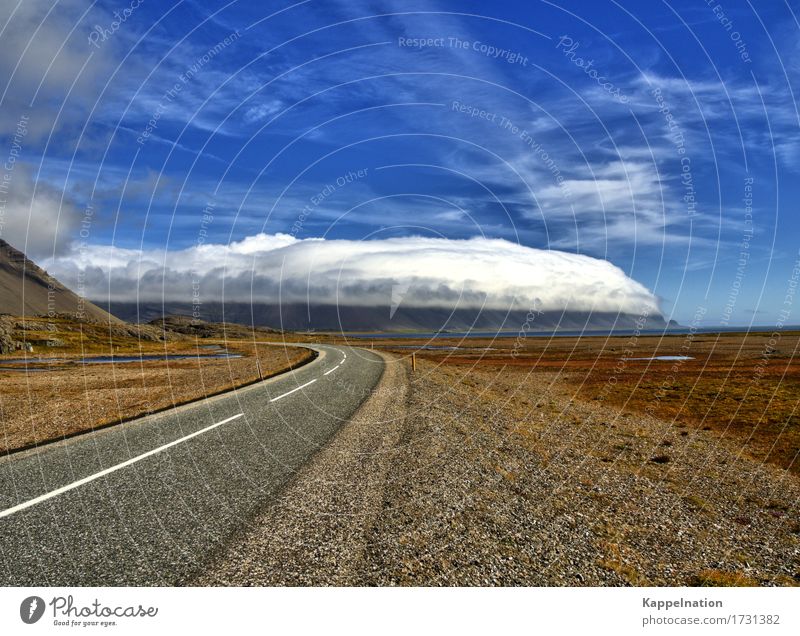 cloud mountain Nature Landscape Air Clouds Gale Mountain Iceland Europe Deserted Traffic infrastructure Motoring Street Driving Movement Vacation & Travel Idyll