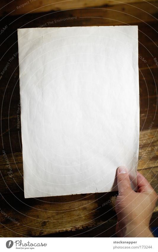 Note White Communication Dirty wrinkled note holding Hand Empty Blank Paper