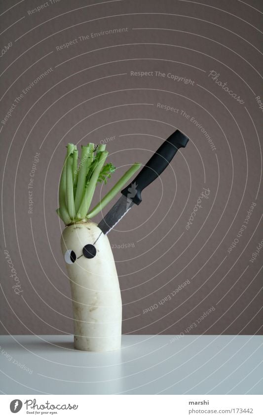 Rettic - Attack Colour photo Food Vegetable Nutrition Organic produce Vegetarian diet Knives Healthy Creepy White Emotions Brave Fear Dangerous Pirate Eyes