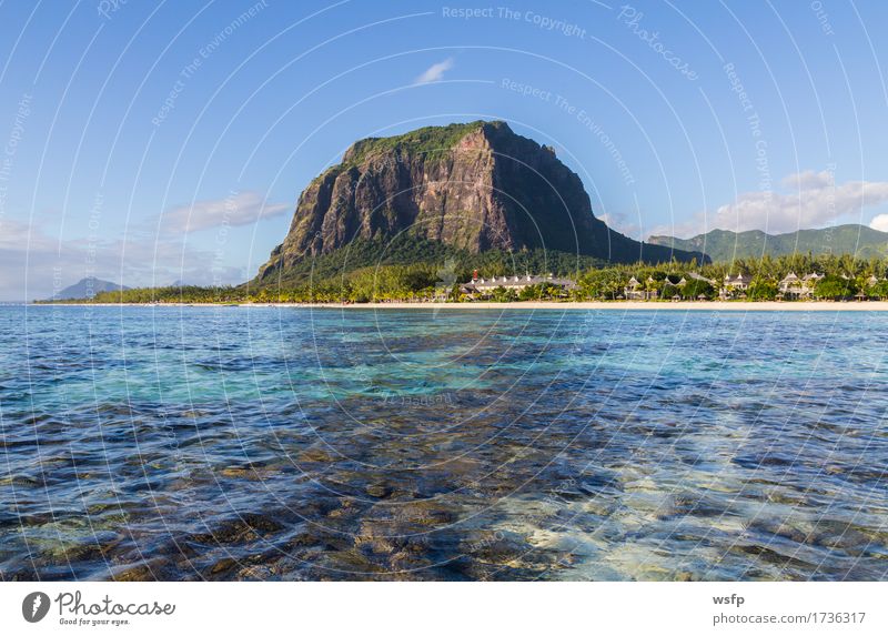 Le Morne Brabant in Mauritius with sea panorama Vacation & Travel Tourism Summer Ocean Island Mountain Water Coast Blue White Sky Sandy beach Tropical travel