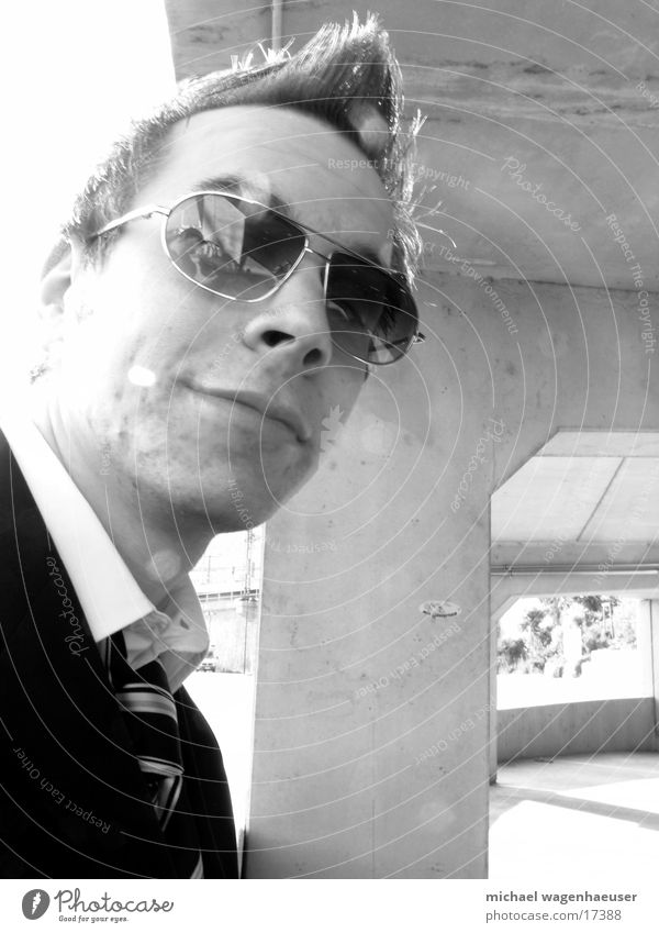 Pornoglasses DK Porno glasses Suit Concrete Wall (barrier) Style Man Cool (slang) Black & white photo Business Businessman