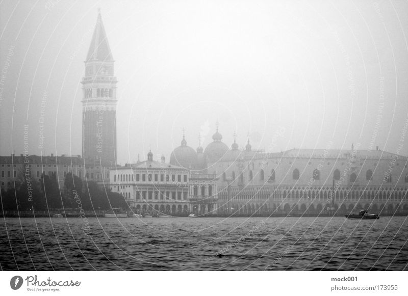 Venice in Winter II - The Campanile Black & white photo Exterior shot Light Shadow Contrast Central perspective Sightseeing City trip Cruise Italy Europe Town